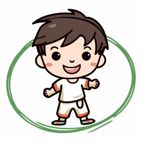 Cute boy cartoon vector illustration on white background.