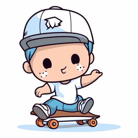 Boy riding skateboard - Cute cartoon character vector illustrati