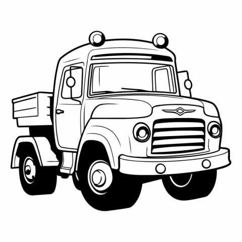 Truck icon. Black and white illustration of truck vector icon fo