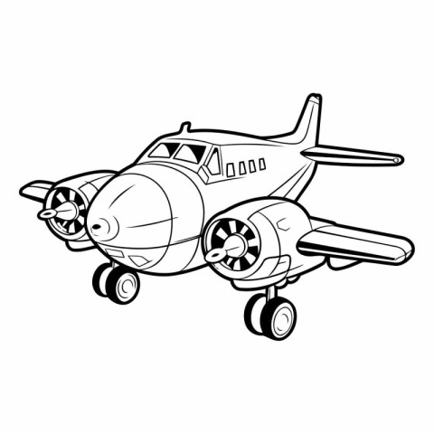 Airplane vector illustration isolated on white background. Hand