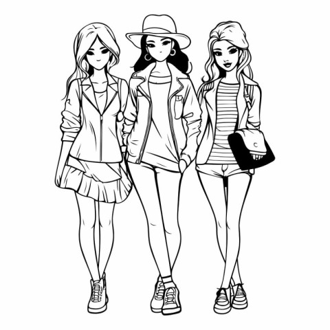 Fashion girls in sketch style of fashion girls.