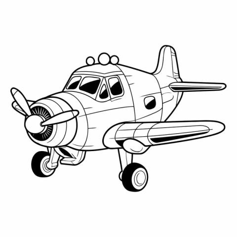 Airplane on a white background in cartoon style.