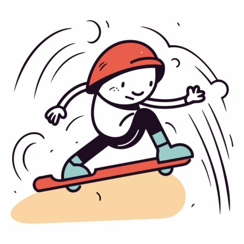 Vector illustration of a boy riding a skateboard. Cartoon style.