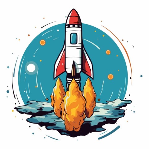 Space rocket flying in the sky for your design.