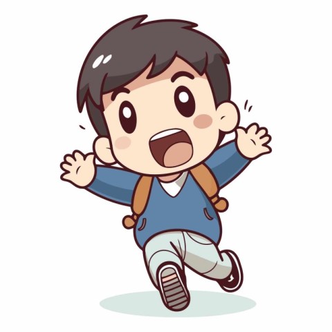 Boy running with happy expression - Vector Illustration. eps10