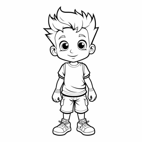 Cute cartoon boy for coloring book or page.