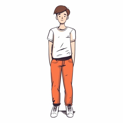 Vector illustration of a young man in casual clothes. Cartoon st