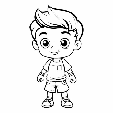 Cute boy cartoon for coloring book or page.