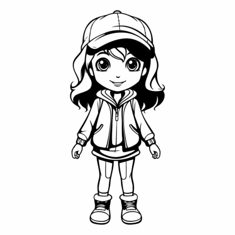 Cute little girl in a baseball cap for your design