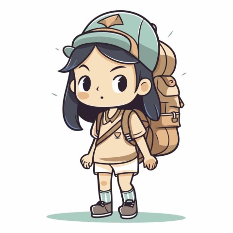 Cute little girl going to school with backpack.