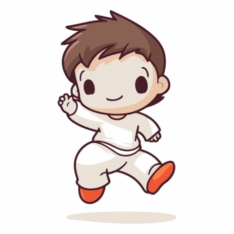 Karate boy cartoon vector illustration. Isolated on white backgr