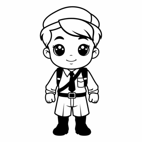 cute little boy with scout uniform cartoon vector illustration g