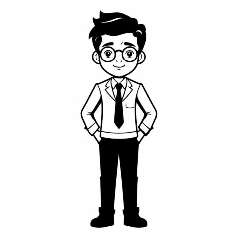 businessman avatar cartoon character in black and white vector i