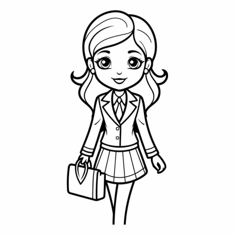 Coloring book for children: girl in school uniform