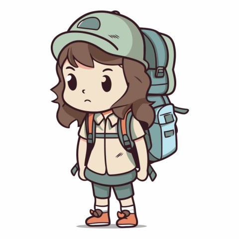 Backpacker Girl Vector Illustration. Cute Cartoon Character.