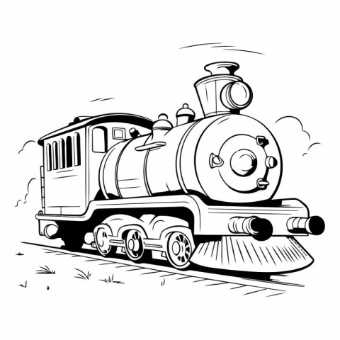 Vector illustration of a steam locomotive on a white background.