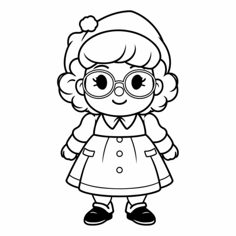 Coloring book for children: Cute cartoon girl in glasses.