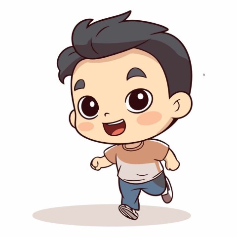 cute little boy running cartoon vector illustration graphic desi