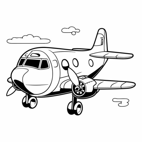 airplane doodle cartoon vector illustration graphic design in bl