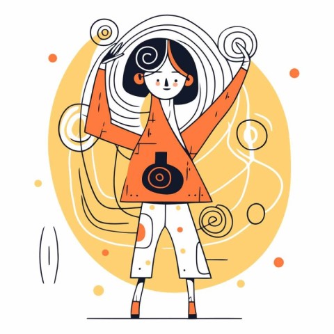 Vector illustration of a girl in a sports suit with a camera.