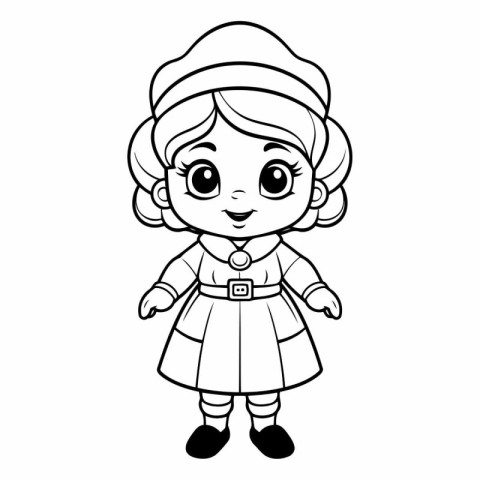 Coloring book for children: girl in Scottish costume