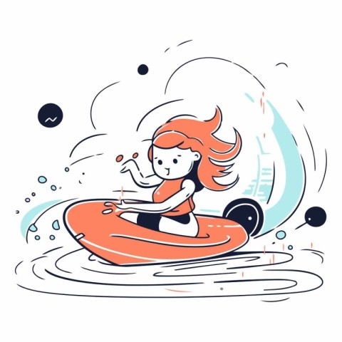 Girl riding on a surfboard in the ocean.