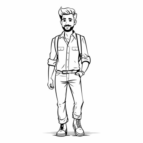 Hipster man cartoon character in casual clothes.