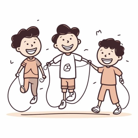 Children with skipping rope in a flat cartoon style.