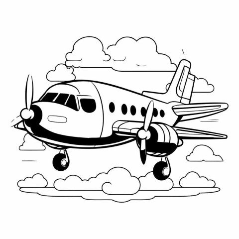 airplane flying in the clouds icon cartoon vector illustration g