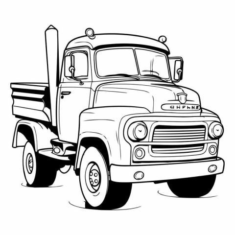 Vector illustration of a white pick up truck on a white backgrou