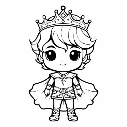 Cute little princess with crown for coloring book.