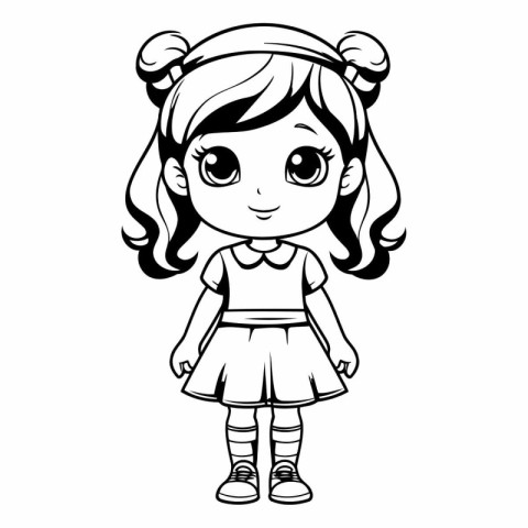 Cute little girl cartoon vector illustration graphic design vect