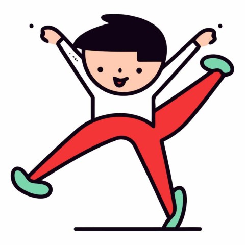 Vector illustration of happy little boy jumping. Happy little bo