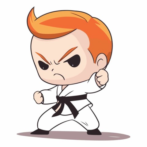 Taekwondo - kung fu boy cartoon character vector illustration