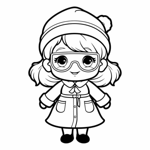 Cute little girl in winter clothes - vector illustration for col