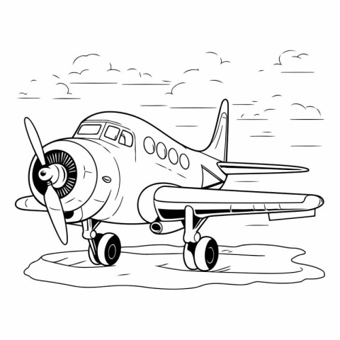 Airplane on the runway of a cartoon airplane.