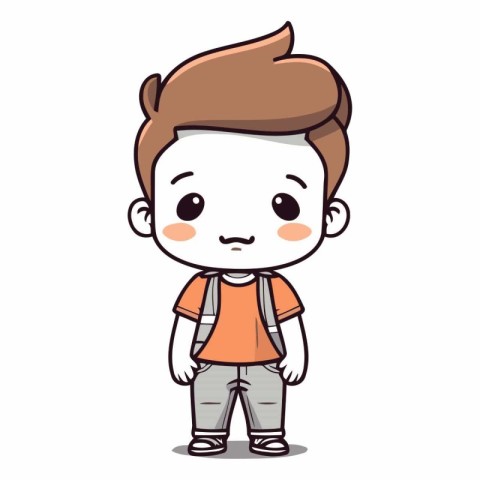 Cute boy wearing casual clothes character vector illustration. C