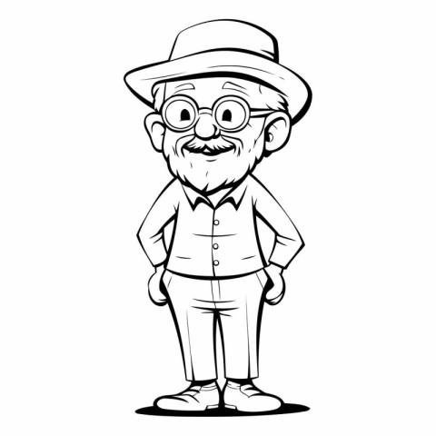 Elderly man wearing a hat and glasses.