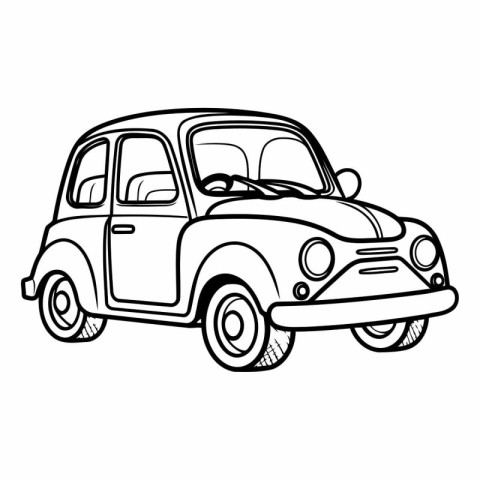 Retro car icon of a retro car. Hand drawn vintage car.