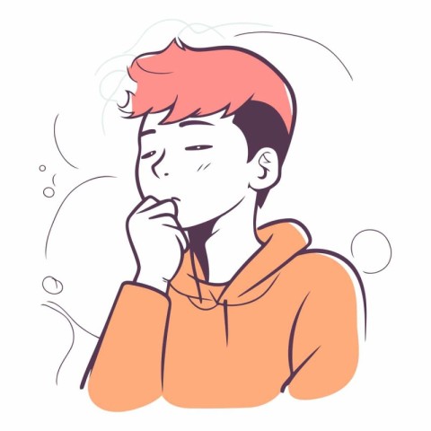 Illustration of a young man suffering from cough.