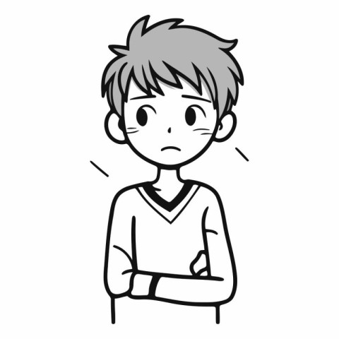 Illustration of a boy with a sad expression on his face.