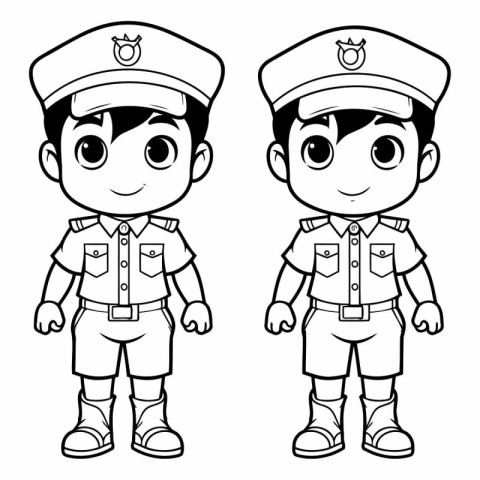 Coloring Page Outline Of Cartoon Police Officer and Policeman Ch