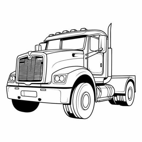 Pick up truck isolated on white background in sketch style.