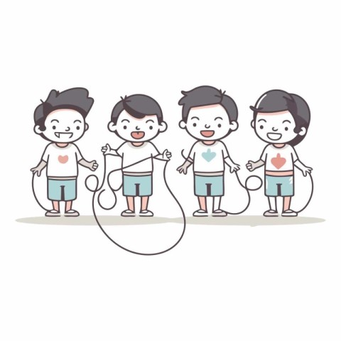 Happy family jumping rope of a happy family jumping rope.