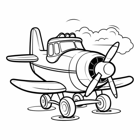 Airplane vector illustration. Coloring book for adults and kids.