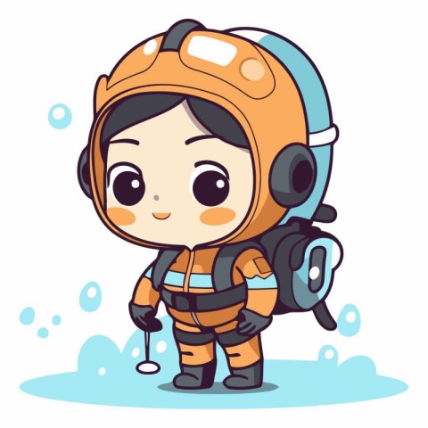 Cute little boy in space suit and helmet.