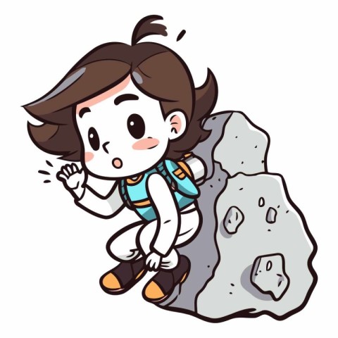 cute little girl climbing a rock. eps