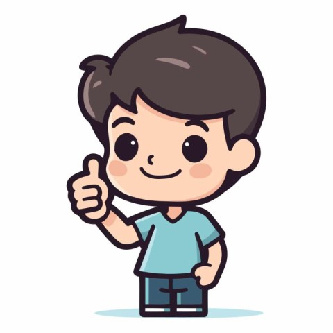 Thumbs up cute boy character vector design. Cartoon character il