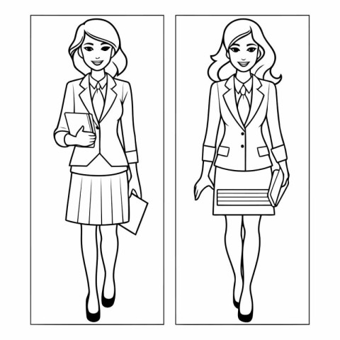 Business woman cartoon in black and white design eps 10.