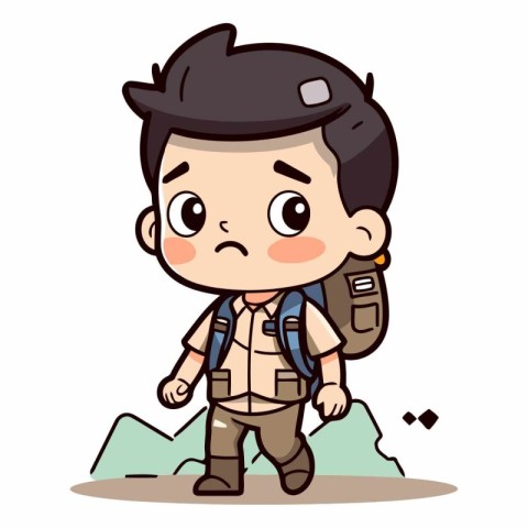 Boy Hiking - Cute Cartoon Vector IllustrationÃ¯Â»Â¿